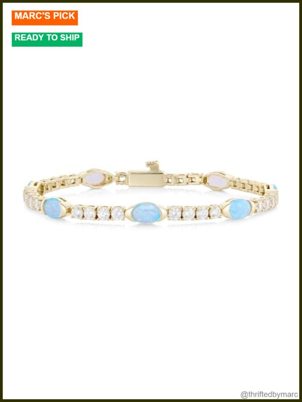 14K Gold Plated Bezel Set Tennis Bracelet Oval Cut for Women
